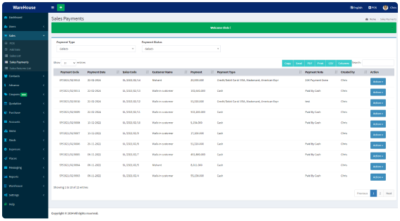 Sales Payments Section